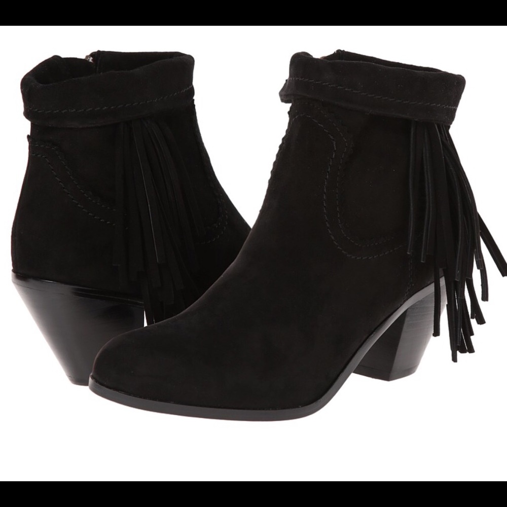 Sam Edelman Black Louie Suede Fringe Boots